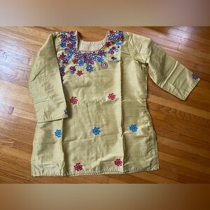 NEVER WORN handmade in India raw silk/cotton tunic top